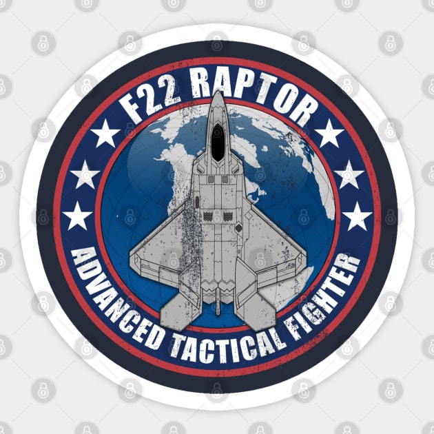 F-22 Raptor (distressed) Sticker by TCP